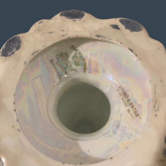 James Kent Old Foley Blue Floral Candle Holder Spano-Lustra Iridescent Glaze - Picture 7 of 8